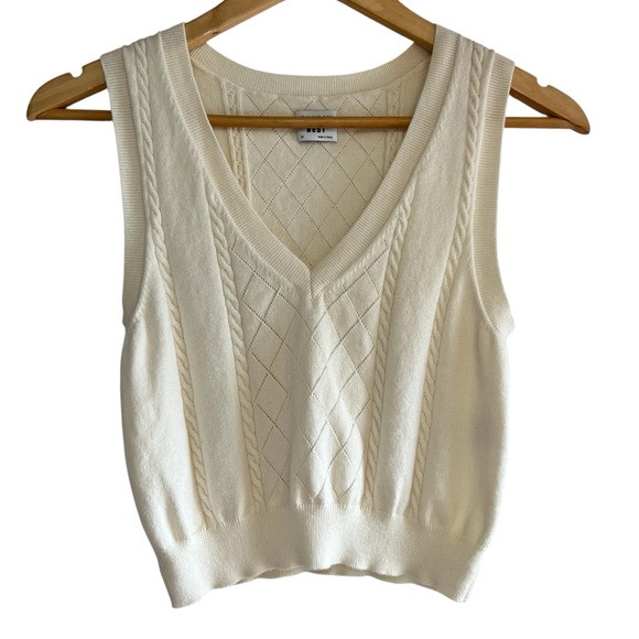 Sunday Best wool & cotton cable knit sweater vest size S excellent condition - Picture 2 of 9
